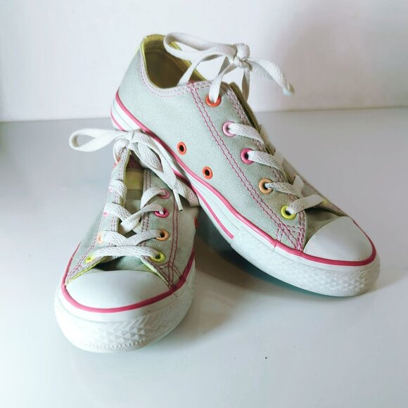 Converse All Star MT Ox Mirage Gray Pink Multi Tongue Sneaker Shoes Junior Size - Picture 2 of 9